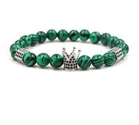 Stone,Natural Stone Beaded, Micro Inlaid Zircon Crown Black Malachite Elastic, Personalized Clothing Accessories Jewelry