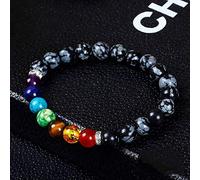 Stone,Natural Stone Elastic Force Black Flower Stone Fashion Seven Chakras Yoga Beads Energy Bracelets Bracelets Bracelets Personalized Clothing Accessories Jewelry