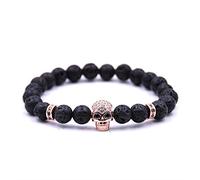 Stone,Natural Stone, Energy Volcanic Stone 8Mm Micro Inlaid Zircon Rose Skull, Jewelry Bead, Personalized Clothing Accessories