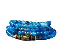 Stone,Natural Stone Multi-Layer Beaded Blue Striped Color Crystal Natural Agate Four Circles Colorful Wrapped Agate Personalized Clothing Accessories Jewelry
