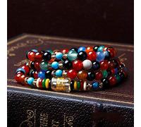 Stone,Natural Stone Multi-Layer Beaded Color Crystal Natural Agate Four Circles Colorful Wrapped Agate Personalized Clothing Accessories Jewelry