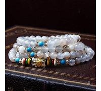 Stone,Natural Stone Multi-Layer Beaded Gray Striped Color Crystal Natural Agate Four Circle Colorful Wrapped Agate Personalized Clothing Accessories Jewelry