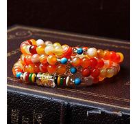 Stone,Natural Stone Multi-Layer Beaded Orange Striped Crystal Natural Agate Four Circles Colorful Wrapped Agate Personalized Clothing Accessories Jewelry