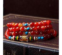 Stone,Natural Stone Multi-Layer Beaded Red Striped Color Crystal Natural Agate Four Circle Colorful Tangled Silk Agate Personalized Clothing Accessories Jewelry