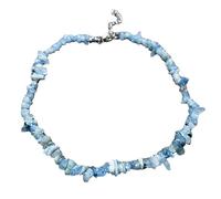 Stone Necklace-Bohemian Crystal Necklaces Natural Stone Choker Necklace for Women Irregualr Chip Beads Apatite Aquamarine Daily Wearing or Gifts for Wife,Aquamarine,One size