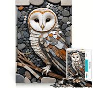 Stone Owl Mosaic Art Adults Puzzles 1000 Piece Jigsaws Strengthen Memory Quiet Calm Clean Edge Art Collectible 38x52cm
