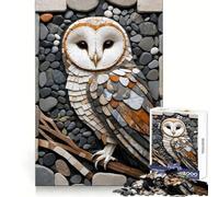 Stone Owl Mosaic Art Puzzles for Adults 1000 Pieces Strengthen Memory Stress Relief Smooth Edge Heartfelt Gift 38x26cm