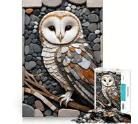 Stone Owl Mosaic Art Puzzles for Adults 1000 Pieces Strengthen Memory Stress Relief Smooth Edge Heartfelt Gift 38x26cm
