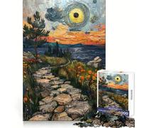 Stone Path Sunset Jigsaw Puzzle for Teenagers 1000 Pieces Mental Logic Toy Stress Release Firm Cut Santa Wish Gift 38x52cm
