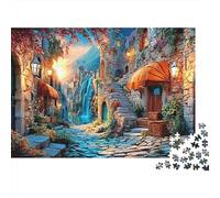 Stone Path Waterfall Scene 1000 Piece Jigsaw Puzzle Jigsaw Puzzle for Adults Night Relaxation Home Decor Gift 52x38cm/1000pcs