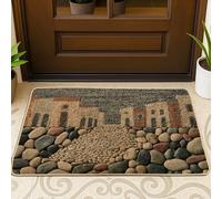 Stone Pathway Doormat, Gray Pebble Door Mat for Outdoor & Indoor Entrance Rustic Decor, Rubber Waterproof Non-Slip Dirt Trapper Front Doormats, Easy Maintenance 29x17 Inch