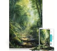 Stone Pathway Through Bamboo Forest for Adults 1000 Piece Jigsaw Puzzle Mind Puzzle Relaxing Fun Image Assembly Warm Surprise 50x75cm
