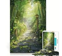 Stone Pathway Through Bamboo Forest Jigsaw Puzzles 1000 Piece for Teenagers Enhance Memory Leisure Time Solid Cut Santa Wish Item 38x26cm