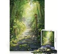 Stone Pathway Through Bamboo Forest Jigsaw Puzzles 1000 Piece for Teenagers Enhance Memory Leisure Time Solid Cut Santa Wish Item 38x26cm