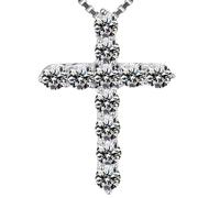 Stone Pendant - Religious Rhinestone Charm | Copper Plated Platinum Jewelry, Dazzling Gem Stone Neckpiece, Glittering Wedding Accessory Timeless Christmas Birthday Gift for Wife