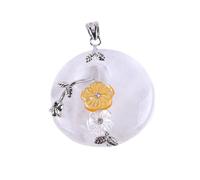 stone pendants necklaces for women,7 chakra ladies Natural semi-precious Circle flower lovely white crystal Pendant clavicle chain yoga unique present for couples friend family party