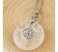 stone pendants necklaces for women,7 chakra ladies Natural semi-precious Circle lotus Pendant clavicle chain lovely white crystal yoga retro present for friend family birthday party