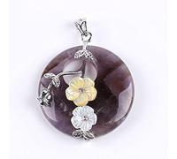 Stone Pendants Necklaces For Women,7 Chakra Ladies Natural Semi-Precious Donut Stone Flower Amethyst Simplicity Clavicle Chain Pendant Yoga Elegant present For Couples Friend Family Birthday Par