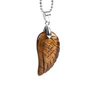 Stone Pendants Necklaces For Women,7 Chakra Ladies Natural Semi-Precious Elegant Obsidian Feather Clavicle Chain Pendant Exquisite Yoga Lovely present For Couples Friend Family Birthday Party
