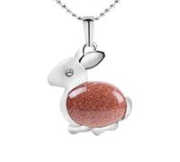 Stone Pendants Necklaces For Women,7 Chakra Ladies Natural Semi-Precious Rabbit Pendant Sandstone Beautiful Clavicle Chain Yoga Elegant present For Couples Friend Family Birthday Party