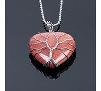 Stone Pendants Necklaces For Women,7 Chakra Ladies Natural Semi-Precious Wire Winding Heart Sandstone Elegant Clavicle Chain Pendant Yoga Elegant present For Couples Friend Family