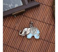 Stone Pendants Necklaces For Women,7 Chakra Ladies Yoga Natural Semi-Precious Clavicle Chain Hollow Out Elephant Pendant Unique Opalite Romantic present For Friend Family Birthday Party