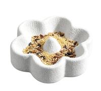 Stone Perch Feeding Station - Flower Pumice Water Bowl For Sun Conures | Weatherproof Natural Material Endures Outdoor Elements - Rough Exterior Gently Trims Nails As Birds Grip The Rim