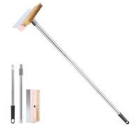 Stone pizza brush with long handles and copper wire bristles for easy cleaning of all types of ovens