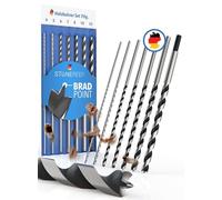 STONE REEF 7-Piece Wood Drill Bit Set - Long Professional - Auger Drill Bit Diameter 4 mm, 5 mm, 6 mm, 7 mm, 8 mm, 10 mm, 12 mm x 230 mm - Titanium Finish