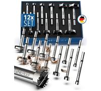 STONE REEF Forstner Drill Bit Set 12 Pieces [10-50 mm] - 12pc Wood Drill Bit Set, Silver Finish, Centre Point, Spiral Flute
