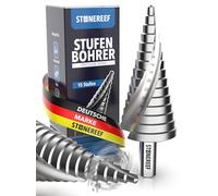 STONE REEF Professional Step Drill Bit Made of HSS Steel - [15 Steps, Diameter 4-32 mm] - Cone Drill, Step Drill, Metal Hole Drill, Plastic Drill, Hole Cutter, Milling Drill, Hole Cutter
