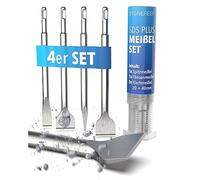 STONE REEF SDS Plus Chisel Set [4-Piece Including Tile Chisel], Sds Chisel, Chisel, Flat Chisel, Sds Chisel Set, Chisel Set for Hammer Drill, Spatula Chisel, Pointed Chisel, Sds Chisel Wide Tiles
