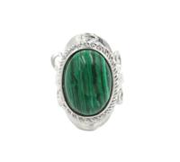 Stone Ring-Natural Stone Crystal Stone Oval Ring Men's and Women's Personalized Handmade Jewelry Wedding Engagement Ring Daily Wear-1pc,Malachite,One size