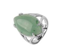 Stone Rings - Crystal Rings Natural Stone Rings for Women Mens Adjustable Pink Quartz Opal Turquoise Bands for Daily Wear,green aventurine,One size