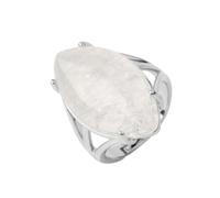Stone Rings - Crystal Rings Natural Stone Rings for Women Mens Adjustable Pink Quartz Opal Turquoise Bands for Daily Wear,Clear Crystal,One size