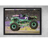 STONE ROSES A4 Framed Monster Truck Grave Digger Wall Art Print, Monster Jam, Dennis Anderson, Truck Racing, Gift Idea (framed 31 x 23 x 1 cms)