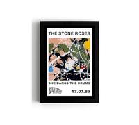 STONE ROSES A4 Framed The She Bangs The Drums Poster, 1989 Indie Rock Wall Art Print, Music Decor, Madchester Britpop Gift (Framed 32 x 24 cms)