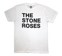Stone Roses Text Band Logo T-Shirt in White | Size: XL Stone Roses White XL