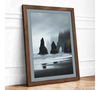 Stone Sentinels Coastal Framed Wall Art Print A2 (59.4×42cm) Walnut, Wall Decor for Living Room, Bedroom, Office & Home, Ready to Hang, Art Gift