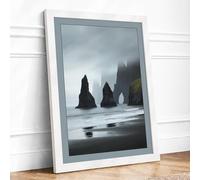 Stone Sentinels Coastal Framed Wall Art Print A3 (42×29.7cm) White, Wall Decor for Living Room, Bedroom, Office & Home, Ready to Hang, Art Gift