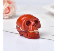 Stone Skull Amethyst Crystal Crafts Home Decoration Polished Figurine Halloween Ornaments Gift (Color : Red Jasper, Size 1.5inch) Gemstone Stone