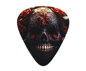Stone Skull Flower RoseGuitar Picks, 12-Piece Pattern Set, Three Different Thicknesses for Acoustic Electric Guitar and Other Instruments