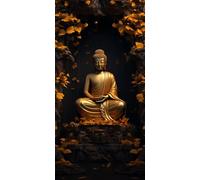 Stone Statue Diamond Art Kits Adults, DIY 5D Large Diamond Painting Golden Leaves Full Square Drill Crystal Art Kits 23.6x59 Inch, Embroidery Cross Stitch Canvas for Home Wall Decor Gifts (SQ897)