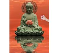 Stone Statue Diamond Art Lotus Diamond Painting Kits for Adults Beginners, 5D DIY Paint by Numbers for Adults, Square Drill Dimond Painting with Accessories, Autumn Home Room Decor 20x28 inch J-78