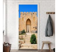Stone Steps Door Stickers for Interior Doors Vintage Building Door Murals Self Adhesive 3D Wallpaper Decals for Bedroom Bathroom Living Room Decor 33.4"x78.7" A-1548