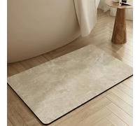 Stone Texture Bath Mat 43x80cm Marble Pattern Bathroom Mats with Quick Water Thin Absorbent Non-slip Absorption And Rubber Backing, For Bathroom Living Room Doormat Floor Mat (Khaki 16.9x31.5inch)