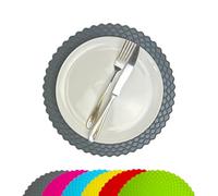 Stone & Thyme Multicoloured Silicone Placemats Set of 6 - 29 x 29cm. Waterproof & Non-Slip Dining Table Mats, Heat Resistant, Easy-Clean Reusable Food-Grade Silicone Placemats for Family Meals.