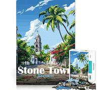 Stone Town Zanzibar 1000 Piece Jigsaw Puzzles for Adults Jigsaw Logic Toy Indoor Play Precision Cut Cherished Gift 38x52cm