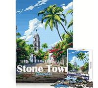 Stone Town Zanzibar Jigsaw Puzzle 1000 Piece for Teenagers Clear Logic Toy Easy Leisure Perfect Cut Birthday Gift 38x26cm