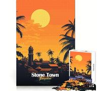 Stone Town Zanzibar Sunset 1000 Piece Jigsaws for Teenagers Puzzle Think Toy Stress Relief Sharp Cut Santa Wish List 38x26cm